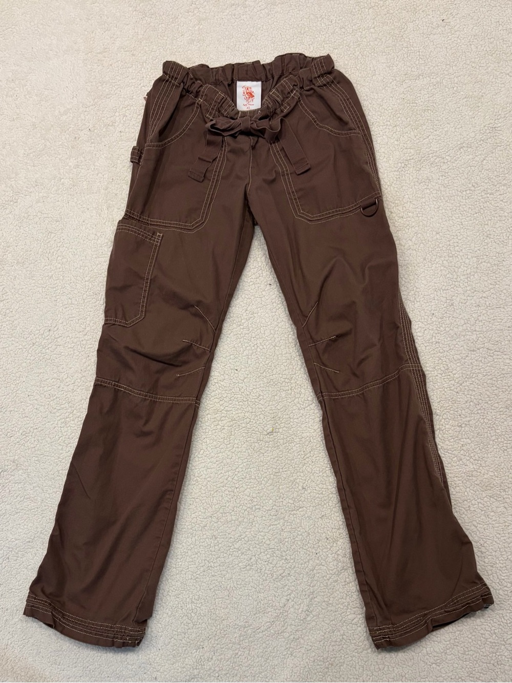 KOI Dark Brown Cargo Utility Scrub Pants (Women's XS) - Picture 2 of 5